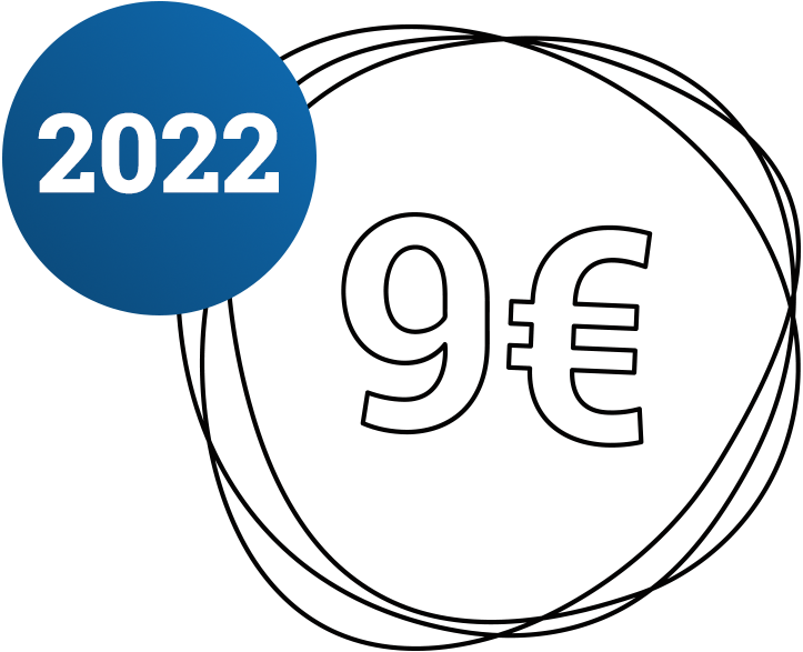 Eine Illustration zeigt "9 Euro"